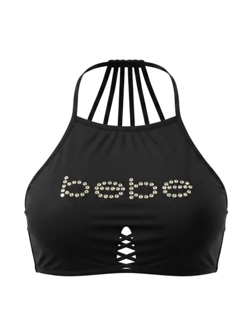 NWT✨Bebe Black Rhinestone Swim Top